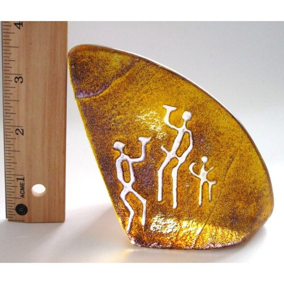 VTG Signed Mats Jonasson Maleras Crystal Cave Rock Carving Amber #3801 Orig. Tag - Picture 13 of 16